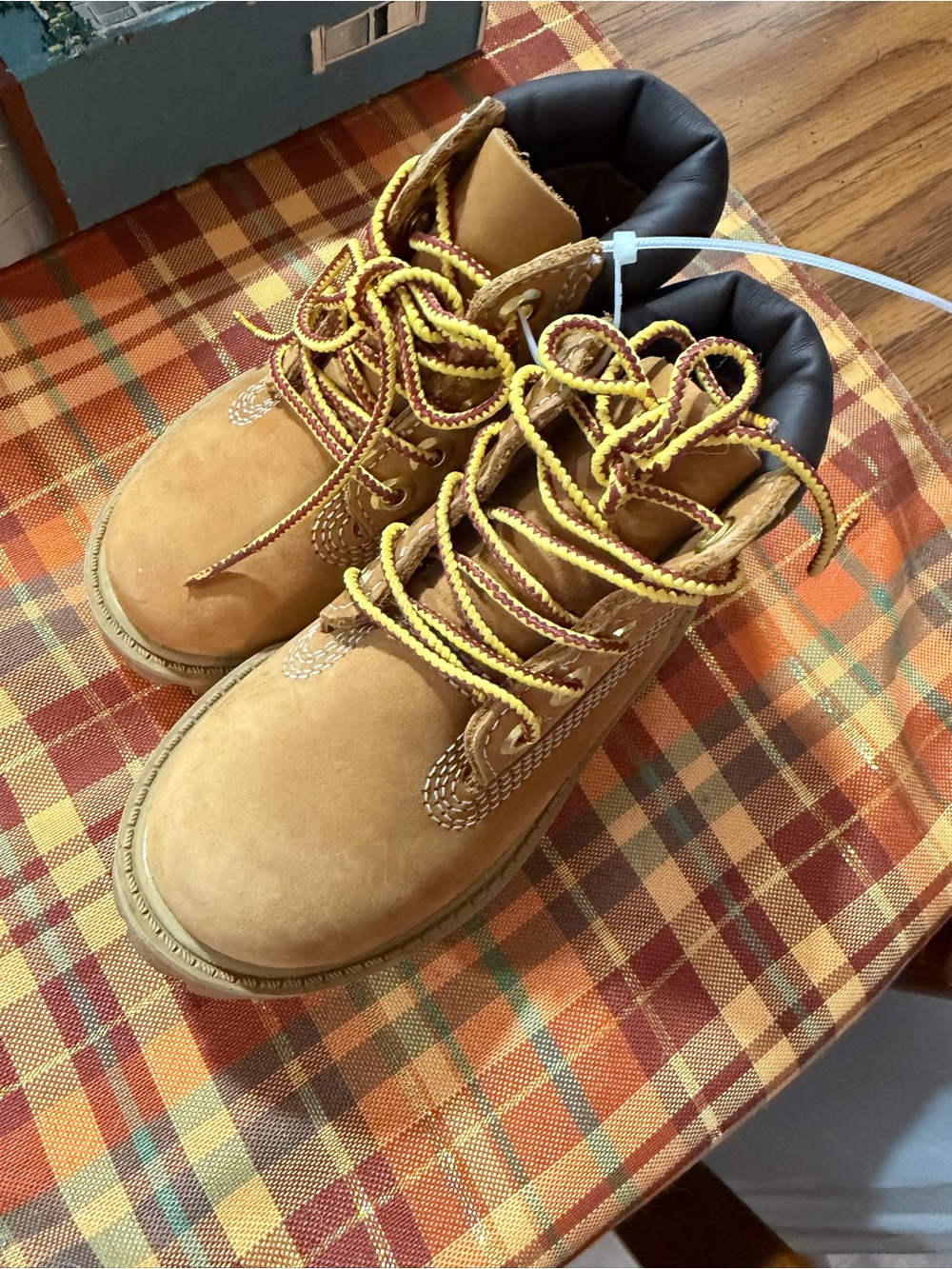 Timberland Wheat Kids Lace-Up Work Boots with Black Collar